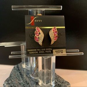 Swarovski Pink Austrian Crystal Pierced Earrings